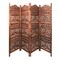 Saltoro Sherpi 80 Inch Handcrafted 4 Panel Carved Wood Room Divider Screen, Intricate Cutout Details, Brown-